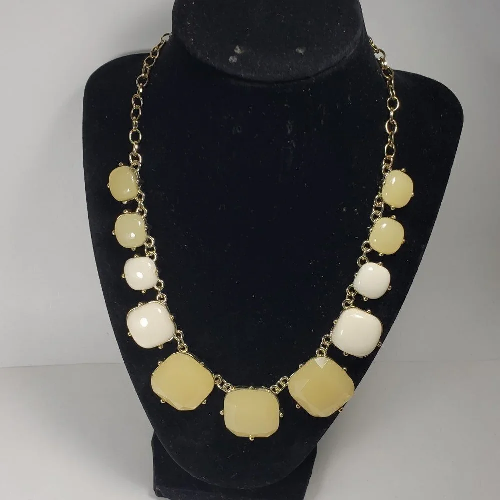 Colorful Stones Statement Necklace – Polished Gold - Stunning 20